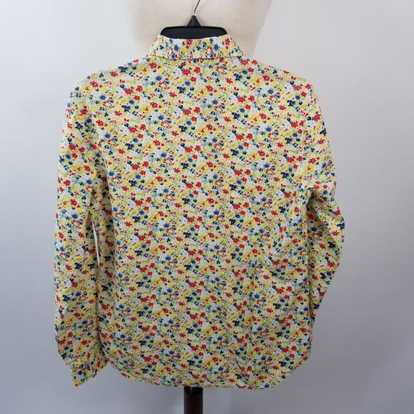 Liz Claiborne Green Yellow Red Floral Button Front Vintage Top Lovely Size Small - Picture 3 of 5